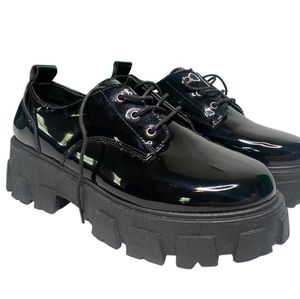 Y2K Style 9 Chunky Lug Sole Goth Platform Shoes Black